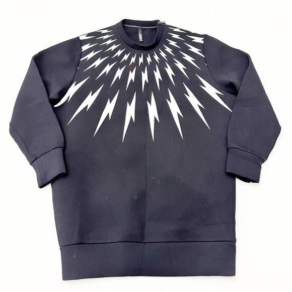 Neil Barrett Fair-Isle Thunderbolt Sweatshirt Slim Fit Regular Length S Italy - Picture 1 of 8